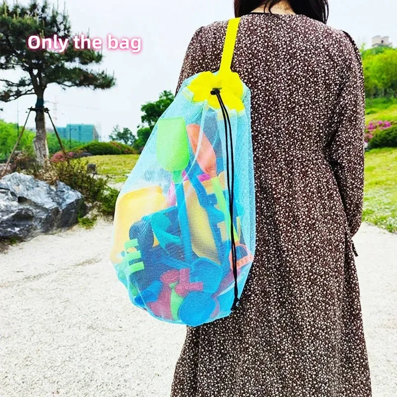 sac de rangement pour jouets de plage, grande capacité, en maille, pour piscine et plage, sac à dos étanche à l'eau pour femmes, idéal pour les jeux aquatiques en extérieur, avec cordon de serrage