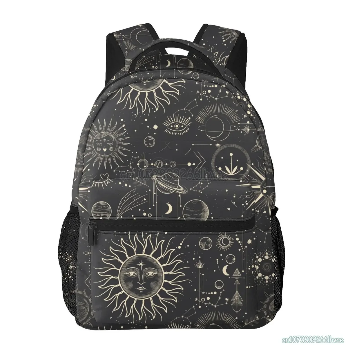 sac à dos de voyage souple unisexe, motif céleste, soleil et lune, sacs à dos gothiques mystiques, cartable pour étudiants