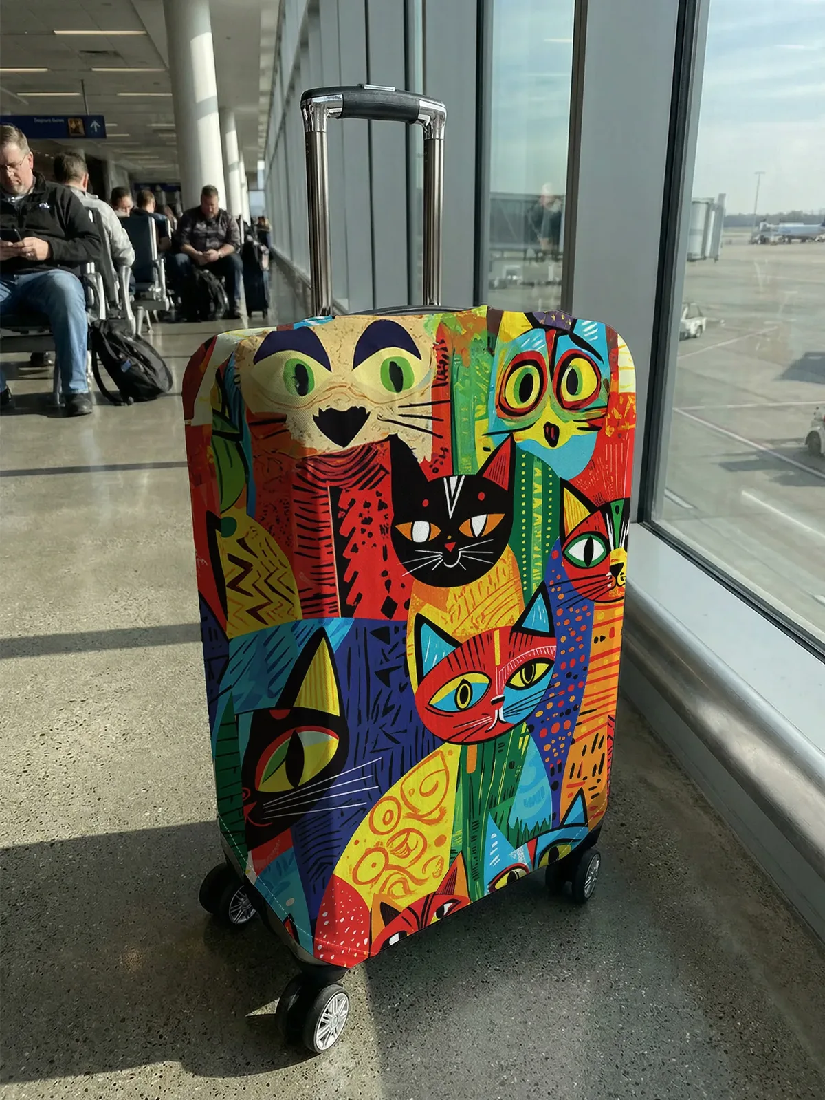 housse de bagage colorée à imprimé chat, adaptée aux bagages de 18 à 32 pouces, gant de protection pour poignée de bagage, accessoires de voyage