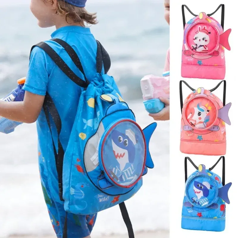 sac de natation étanche avec compartiment à chaussures, sac de plage, sac de sport, sac de rangement sportif étanche, sac à dos sec, imprimé dessin animé, piscine