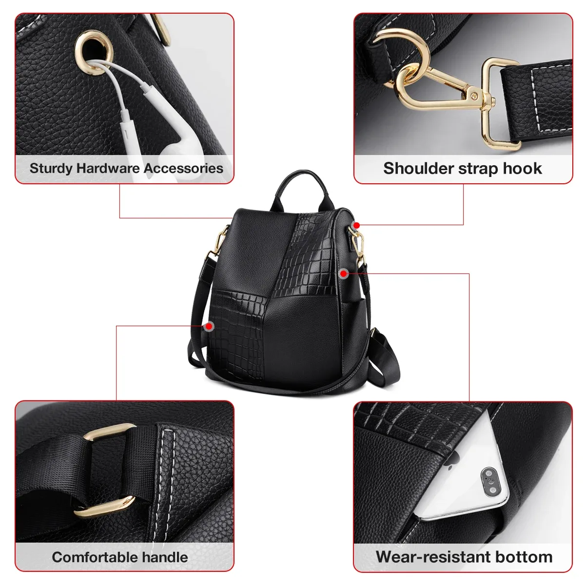 sac à dos pour femmes foxer, grande capacité, sac de voyage, sac à main en cuir souple pour femmes, sac à bandoulière décontracté pour femmes.