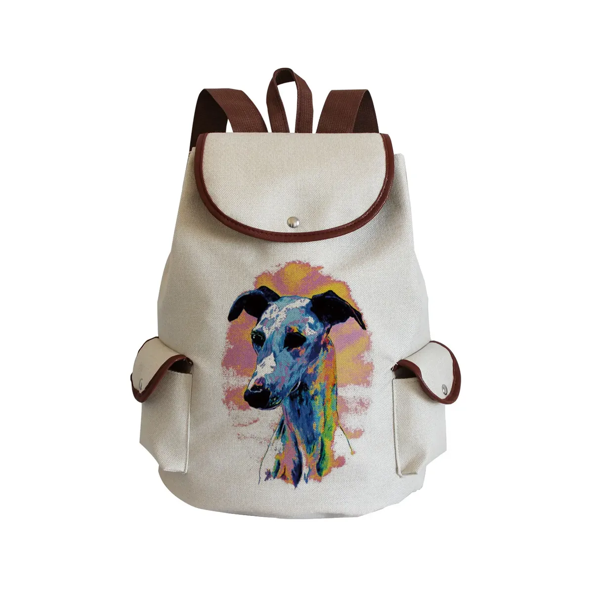 sac à dos personnalisé avec peinture à l'huile et imprimé de chien lévrier, sacoche de styliste durable pour shopping et voyage, accessoire d'extérieur décontracté pour femme