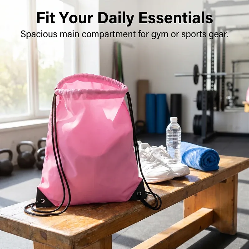 sac à dos en nylon durable avec cordon de serrage, sac de rangement pour sports de plein air et salle de sport, sac de voyage léger pour activités