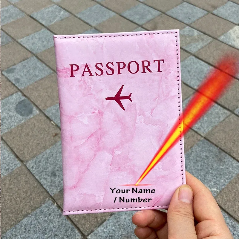 gravure laser personnaliser nom porte-passeport portefeuille de voyage étui à patten en marbre pour passeports couverture de passeport avec noms personnels