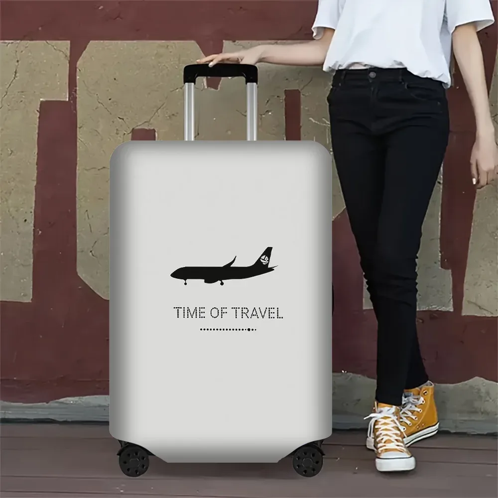 housse valise polyester protection voyage gris bleu noir minimaliste imprimé avion anti poussière élastiques