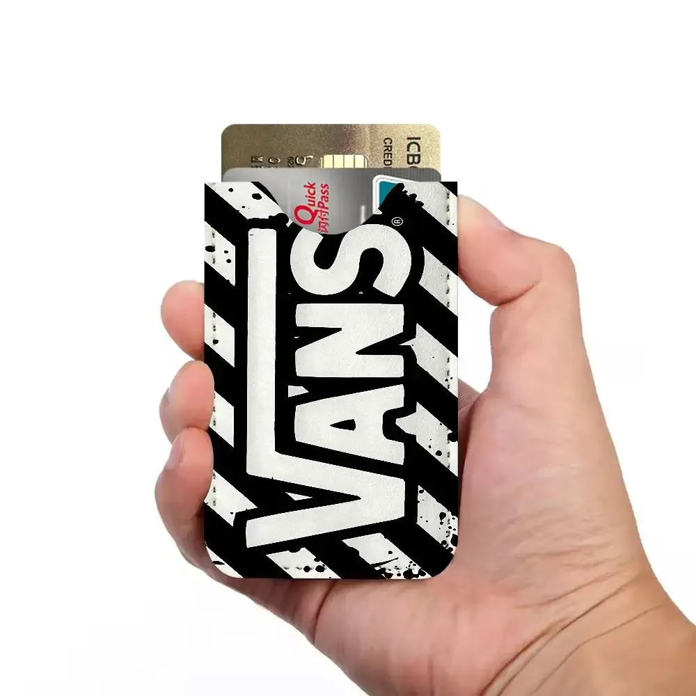 porte-cartes en cuir pu v-vans ultra fin, organisateur de cartes de crédit et d'identité, porte-cartes de visite léger