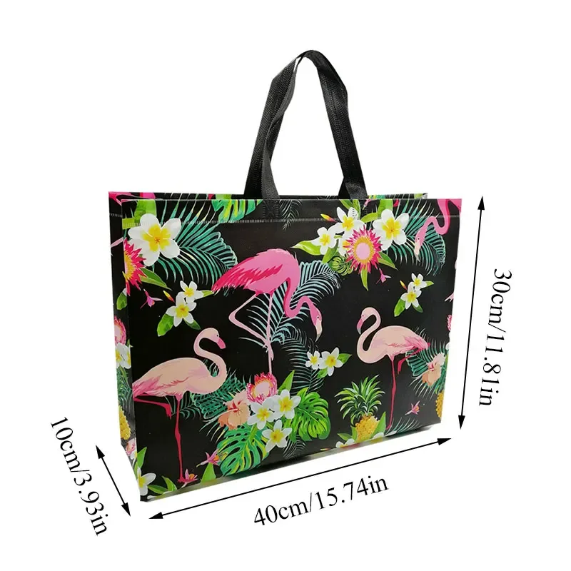 fourre-tout réutilisable imprimé flamant rose, sac à main non tissé, sac à soupe pliable, grand sac de rangement de voyage