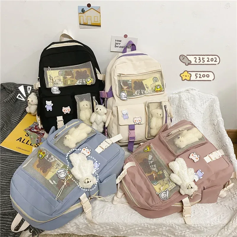 sac à dos scolaire à boucle, couleur bonbon, tendance, mignon, style coréen, sac à bandoulière pour étudiantes, sac à dos universitaire pour adolescentes