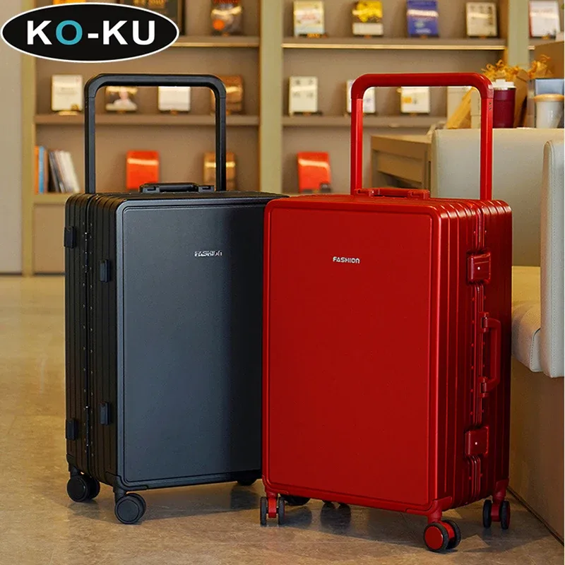 ko-ku ultra léger cadre en aluminium large chariot bagages femme grande capacité valise muet roue universelle mot de passe boîte
