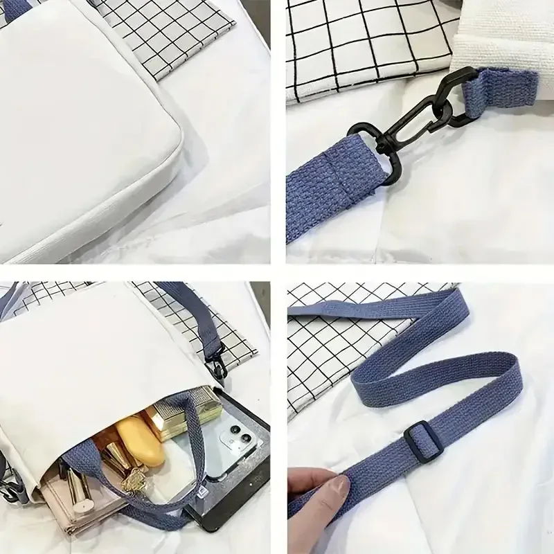 sac à main en toile imprimée pour femmes, 1 pièce, sac à bandoulière léger et réutilisable, sac à bandoulière de grande capacité pour étudiants, fourre-tout de voyage