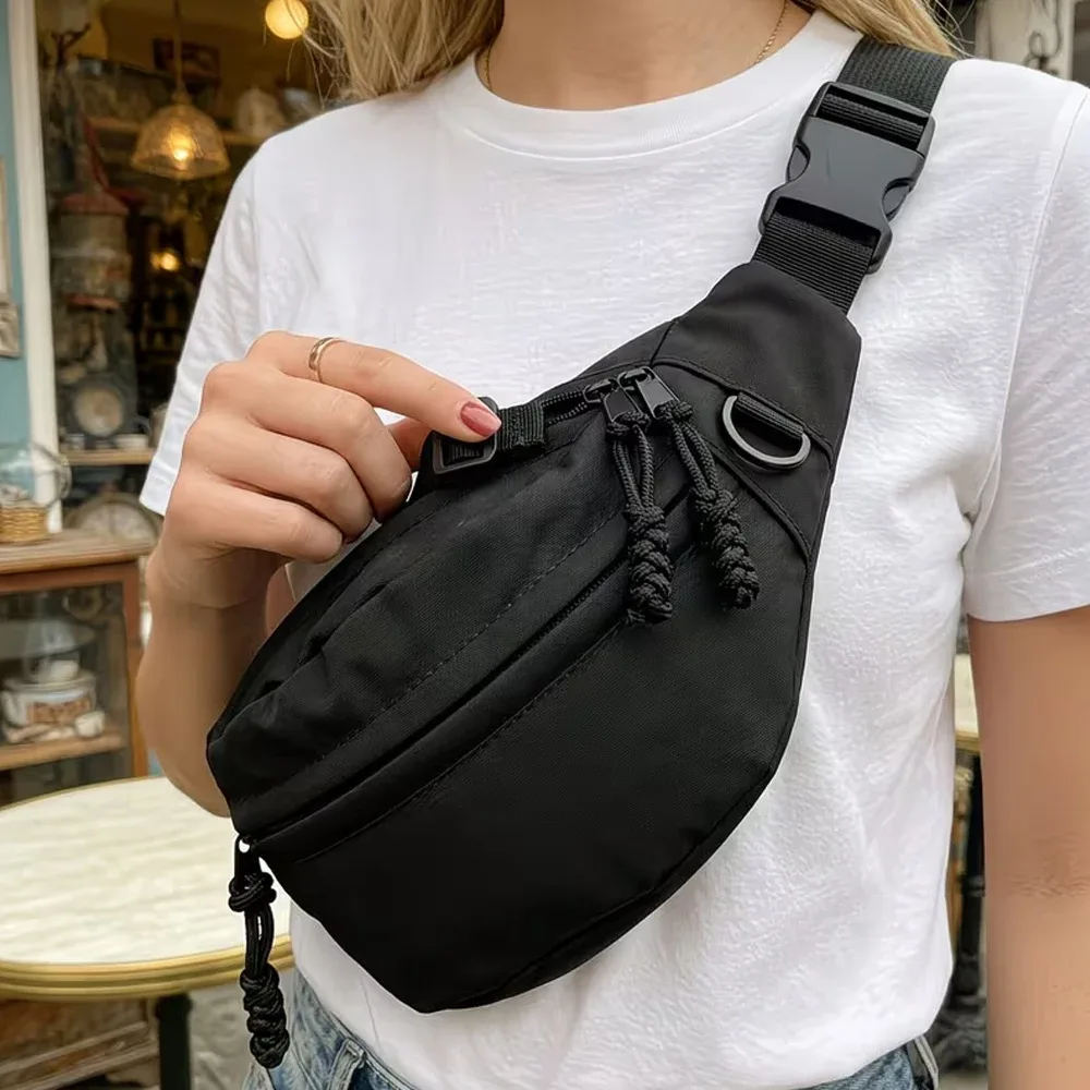 sac de poitrine unisexe simple et léger, sac bandoulière, sac à épaule, avec sangle réglable, conception intégrée de grande capacité, libère vos mains, adapté aux trajets quotidiens, aux voyages et à l'utilisation par