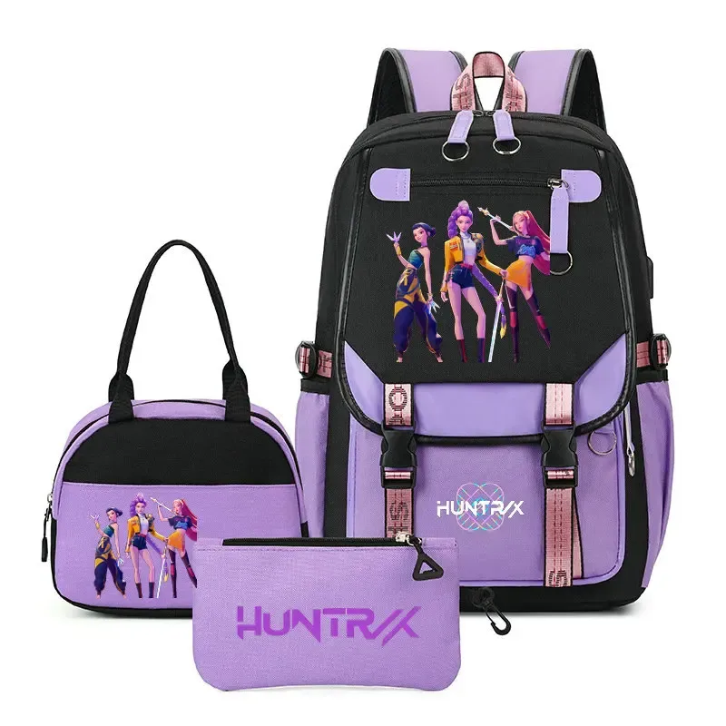 sacs à dos tendance k-pop demon hunters pour adolescentes, sacs à bandoulière, trousse à crayons, ensemble de sacs d'école pour étudiants, sac de voyage mochila