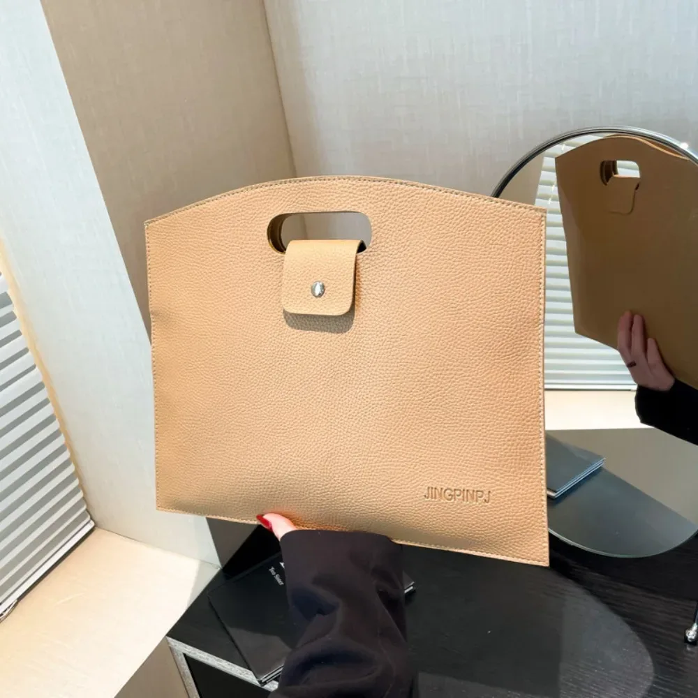 sac fourre-tout décontracté en pu pour documents de bureau, couleur unie, sac pour ordinateur portable, sac de fichiers, sac à main de grande capacité, porte-documents d'extérieur