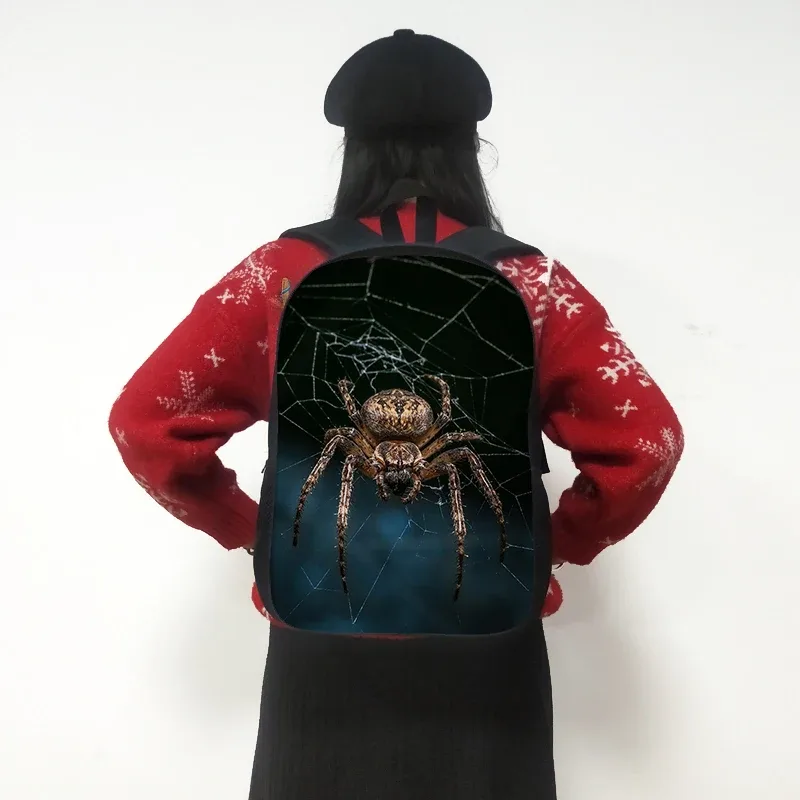sac à dos imprimé animal de compagnie de 16 pouces pour femme et enfant, fourre-tout d'école, de voyage, avec grenouille, caméléon, serpent, araignée, livre, cadeau