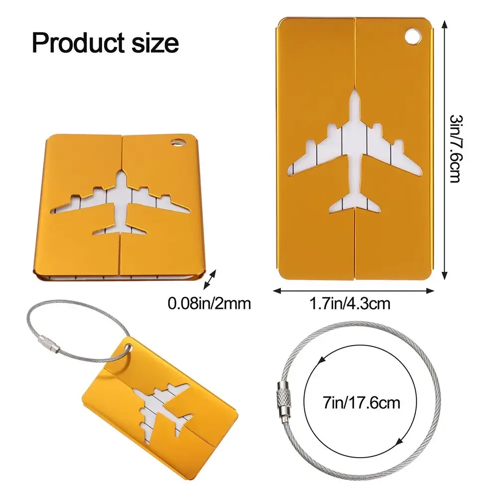 étiquettes de bagage de voyage en aluminium réutilisables étiquettes de valise boucle en acier inoxydable nom carte d'identité avec cordes étiquette de sac pour valise bagages