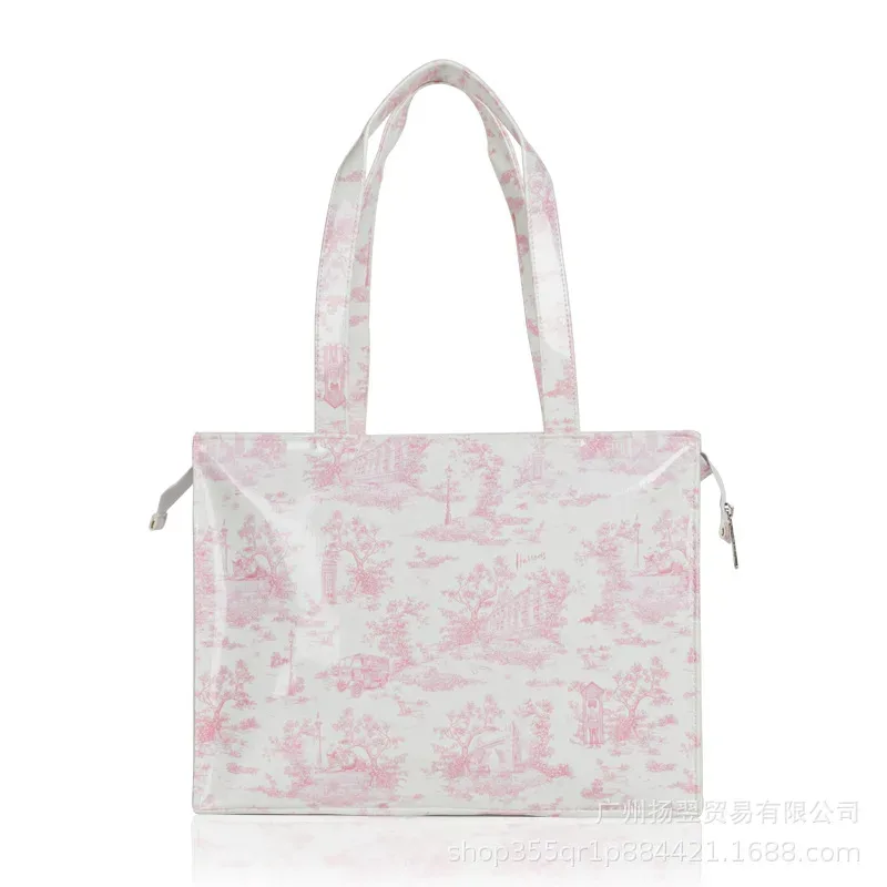 sac fourre-tout imperméable en pvc à imprimé cartoon pour femmes, sac à main décontracté et portable, sac pour le shopping, les trajets quotidiens et l'utilisation quotidienne en extérieur. ﻿