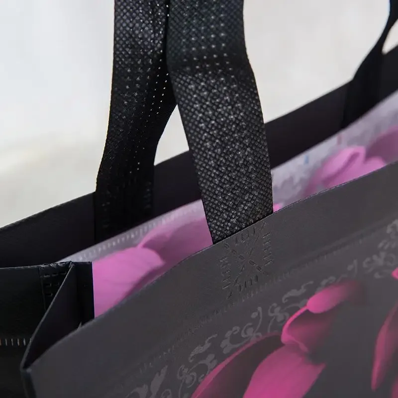 sac fourre-tout en toile non tissée pour femme, sacs à provisions pliables, sacs d'épicerie de voyage réutilisables, sac à soupe en poudre, imprimé fleuri