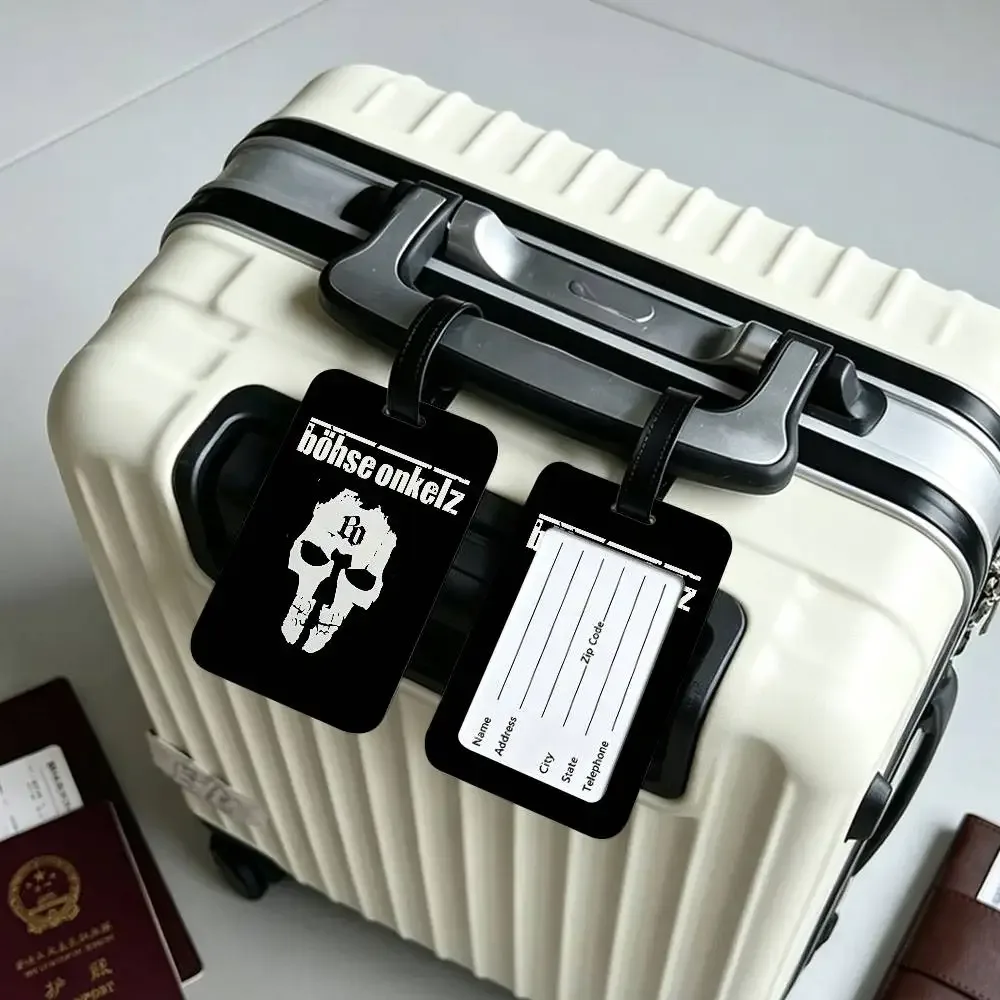 étiquette d'identification de bagage anti-perte en pvc hot band b-bohse o-onkelz, porte-carte d'information amovible, étiquette de bagage de voyage