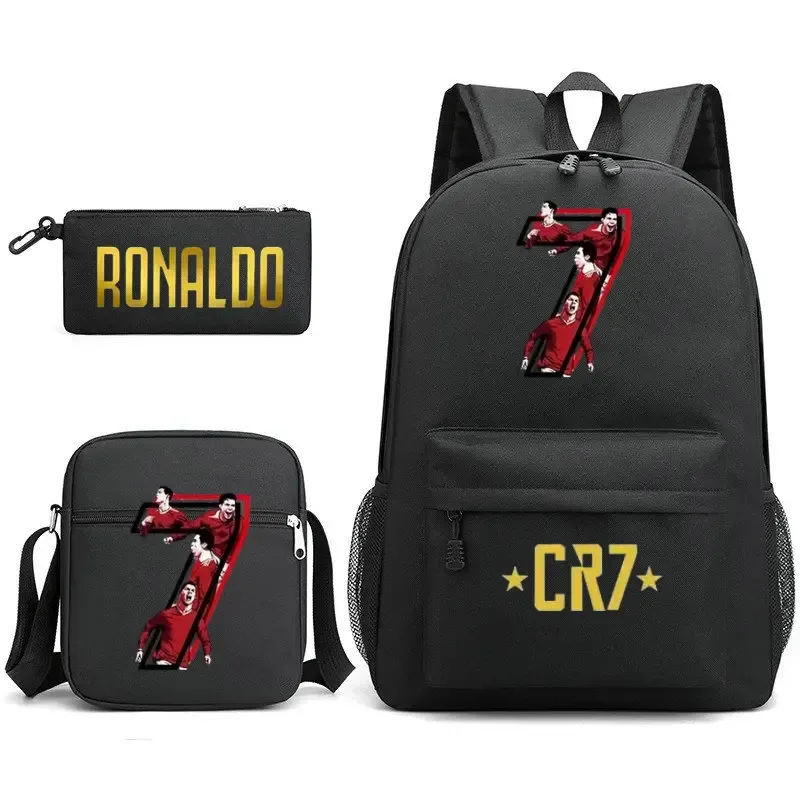 sacs d'école de cosplay football cr7, sac à dos pour ordinateur portable, pour adolescents garçons et filles, 3 pièces/ensemble