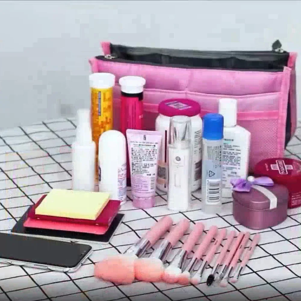 organisateur de sac de rangement pliant sacs à main grand liner maquillage sac de voyage sac à main de mode fourre-tout sac cosmétique salle de bain