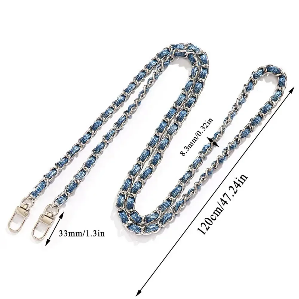 120cm sac breloques chaîne métal aluminium sac chaîne tressé denim sac à bandoulière sangle de remplacement épaule sac à main bricolage sangles 