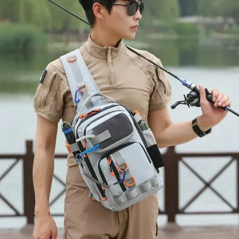 équipement de pêche double épaule bandoulière vélo sport sac à dos étanche camouflage tactique poitrine sac luya sacs
