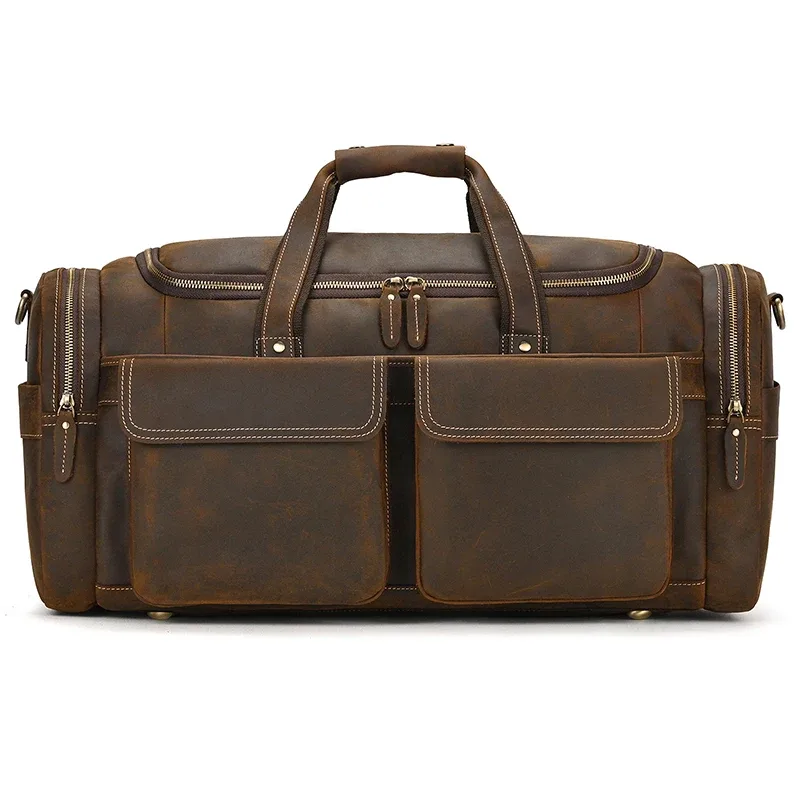 sac à bagages en cuir de grande capacité pour hommes, sac de voyage masculin, sacs de sport, sacs de week-end sur les bagages, sacs à main de nuit