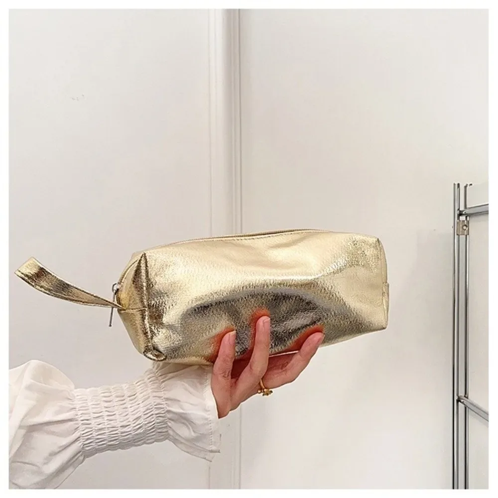 sac de maquillage brillant à la mode, grande capacité, sac cosmétique portable, sac de rangement multi-usage pour articles de toilette et soins de la peau, sac de voyage