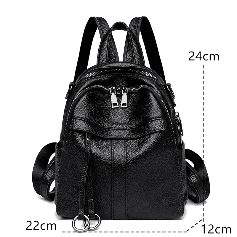 sac à dos en cuir véritable de haute qualité, sac à dos de voyage de luxe pour femmes, sac à dos en cuir de vache souple, nouveau sac à dos d'école à la mode pour femmes