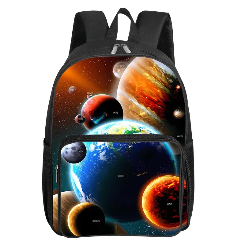 sac à dos à poche avant carrée à motif de planètes cosmiques pour garçons et filles, meilleurs cadeaux, sacs d'école à dessin animé 2d pour enfants
