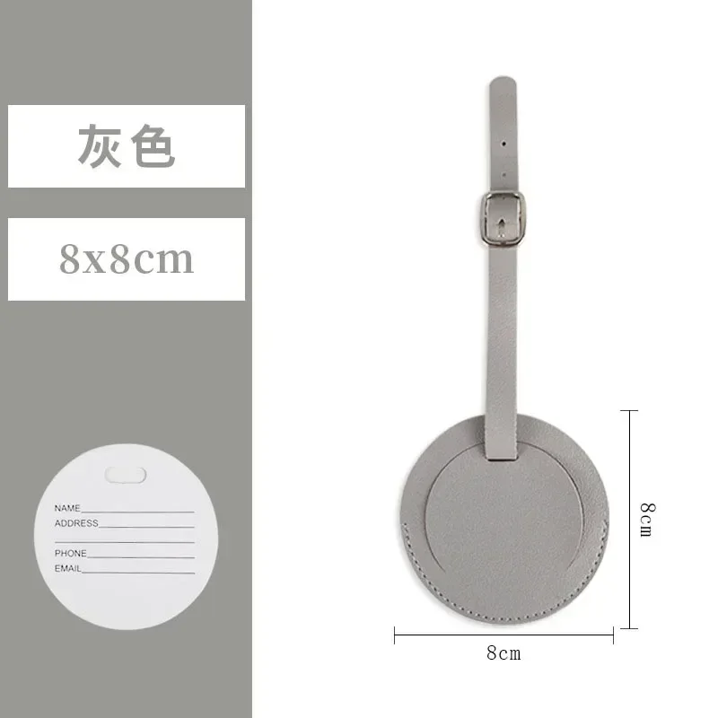 étiquettes rondes en cuir pu pour bagages, 1 pièce, pour femmes et hommes, étiquette d'identification de valise, carte de sac, nom, identification, porte-adresse