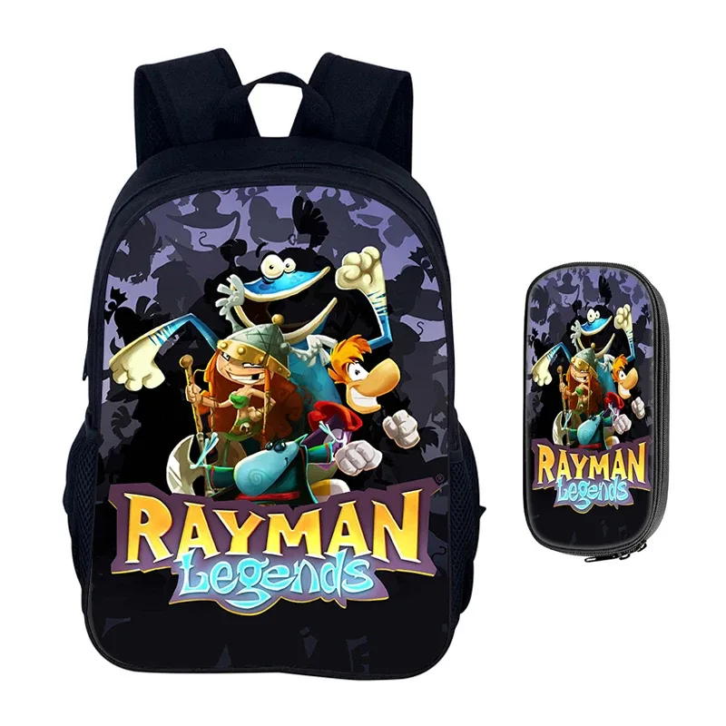 jeux de dessin animé rayman legends 2 pièces ensemble sac à dos cartable garçons filles camping sac à dos trousse à crayons sac à crayons boîte à crayons