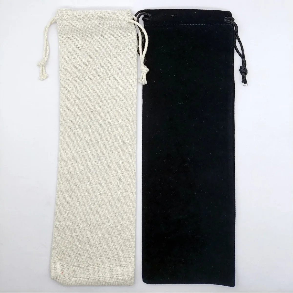 sac de rangement pour couverts en acier inoxydable, sac cadeau en coton et lin avec paille, sac velboa, logo personnalisable disponible