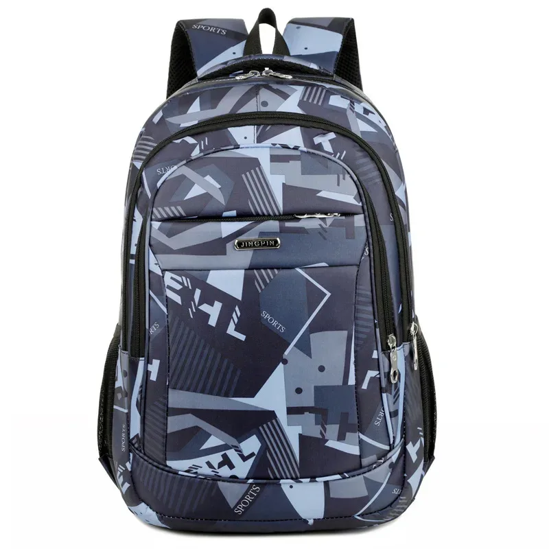 sac dos oxford université motif géométrique couleur rouge bleu gris noir poche avant zippée bandoulière arquée imperméable usage voyage