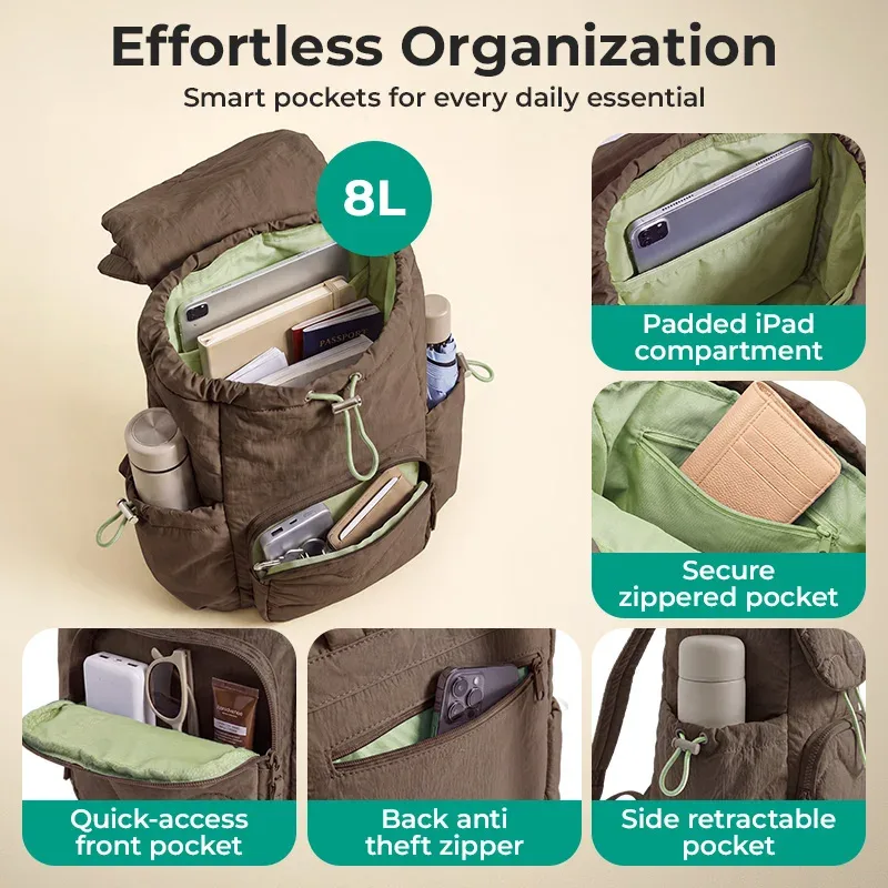 bagsmart – sac à dos imperméable pour femmes, grande capacité, couleur unie, sac d'école à fermeture éclair pour adolescentes, sac à dos décontracté pour étudiantes, sac à livres