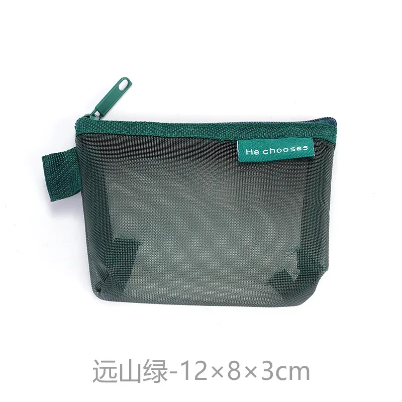 mini sacs à cosmétiques en maille de nylon transparent avec fermeture éclair, petits sacs de maquillage pour rouge à lèvres, pochette pour ligne de données, étui organisateur pour clé d'écouteurs