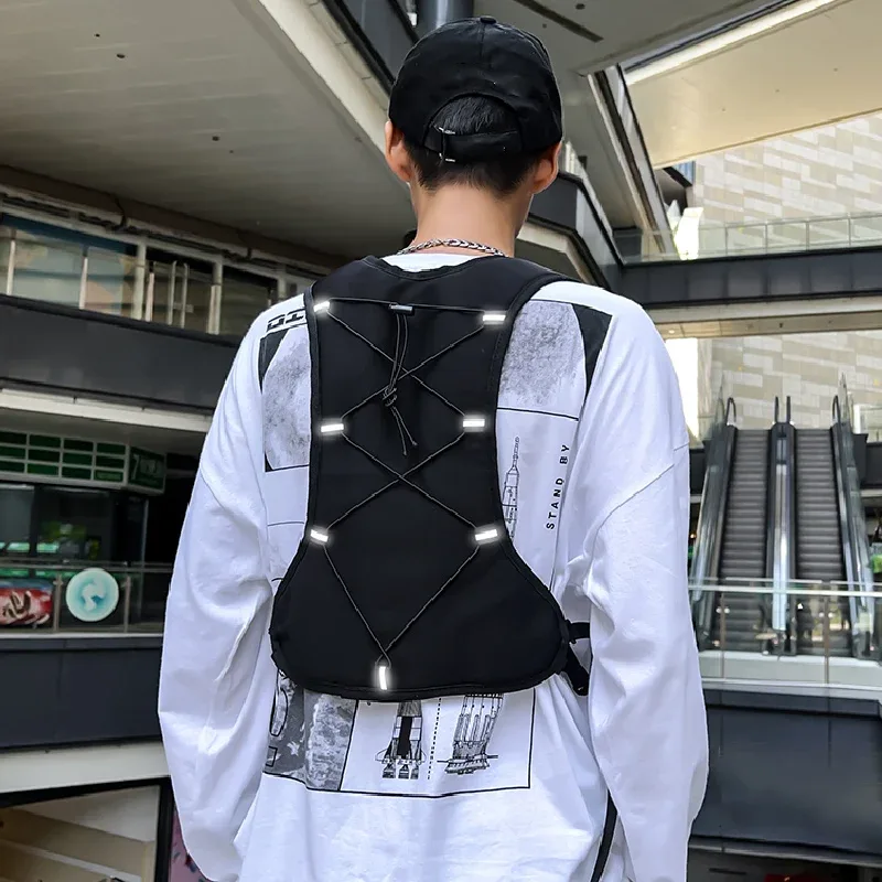 hip-hop streetwear poitrine plate-forme sac pour hommes mode étanche gilet tactique poitrine packs fonction stockage sac à dos poches en nylon