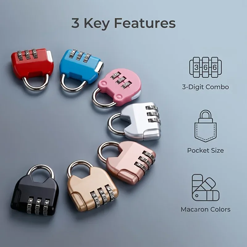 cadenas antivol portable combinaison trois chiffres abs vert sécurité valise casier boîte rangement scolaire usage voyage