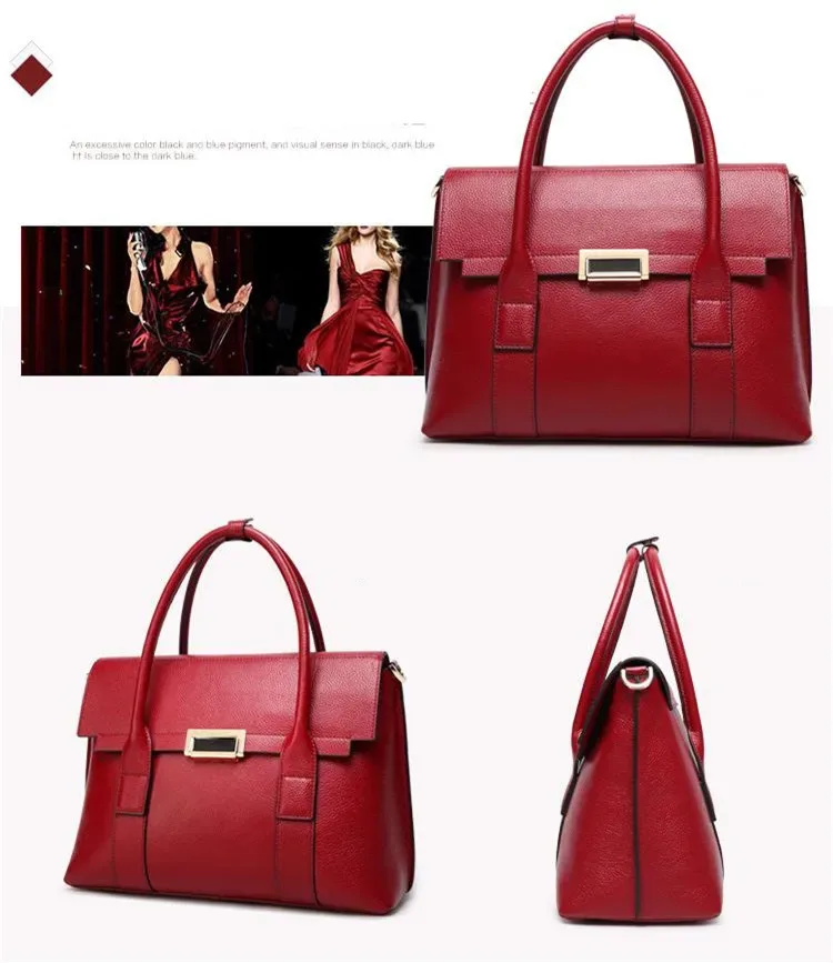 portedocuments cuirvache rouge doré poignéesupérieure formatcarré usagevoyage polyester intérieur informatique trapezoidal solide stylecommerce femmes