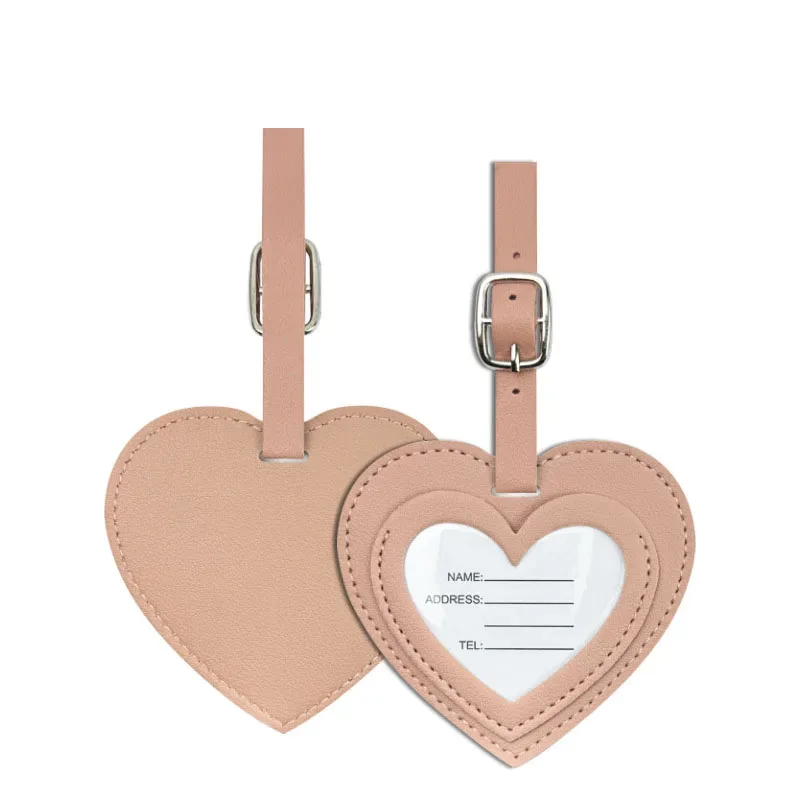 étiquettes de bagage en cuir pu épaissi, design créatif 'love', pour cartes d'embarquement, accessoires de voyage et de vacances, étiquettes d'identification nominative pour le check-in
