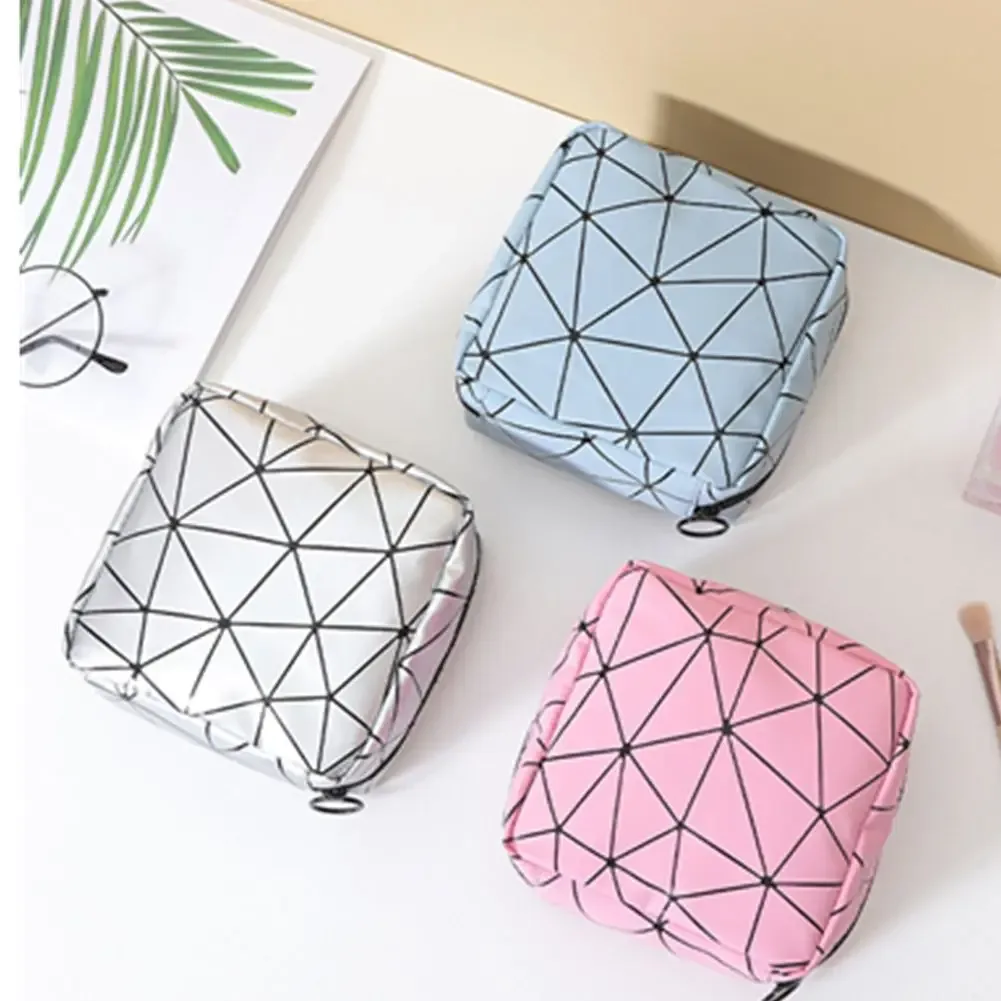 sac de rangement multifonction pour serviettes hygiéniques, motif losange, sacs de maquillage, support de poudres