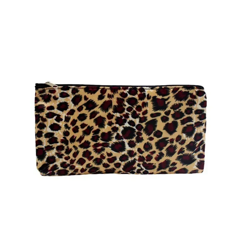 trousse de maquillage à fermeture éclair motif léopard, sac multifonctionnel à la mode, pochette à cosmétiques ou porte-monnaie de voyage/transport pour femmes