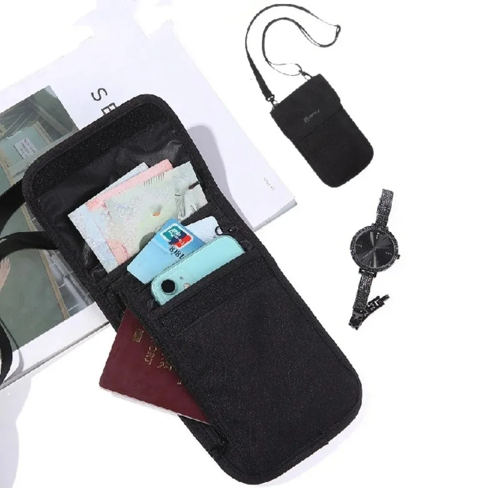 Accessoires de voyage Portefeuille de voyage Kaki Noir Porte-billets Pochette de voyage pour le cou Housse de protection pour passeport Étui à documents en nylon