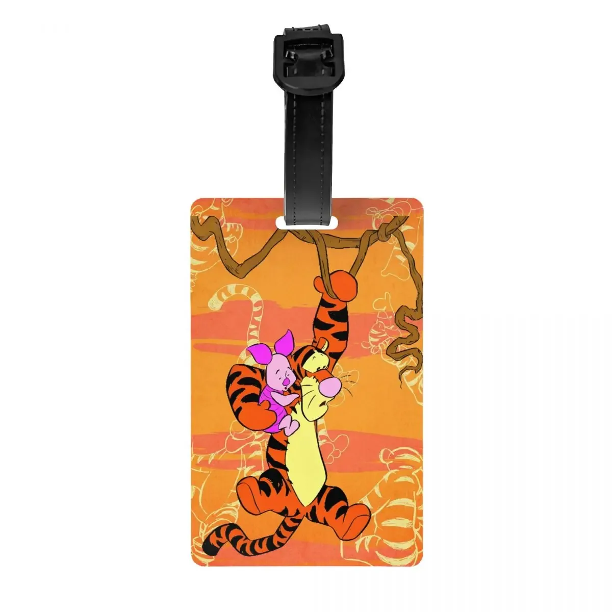 étiquette de bagage personnalisée avec dessin animé tigger et winnie l'ourson, protection de la vie privée, étiquettes de bagages, étiquettes de sac de voyage, étiquettes de valise