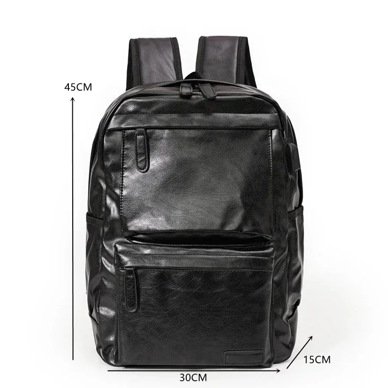 sac à dos rétro en cuir pu souple pour hommes, sac d'ordinateur, sac de voyage, de camping, de mode, pour étudiants, sacs d'école