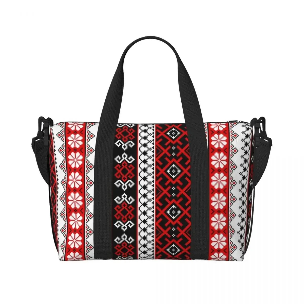 vyshyvanka – sac fourre-tout brodé pour femmes, fourre-tout coloré de style ukrainien, grande capacité, bohème, géométrique, pour salle de sport, plage, voyage