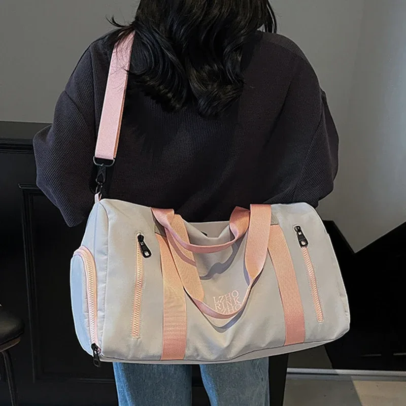 sacs de voyage tendance pour femmes, grande capacité, sac de sport pour hommes, sac de voyage imperméable pour le week-end, sac messager pour femme, compartiment sec et humide