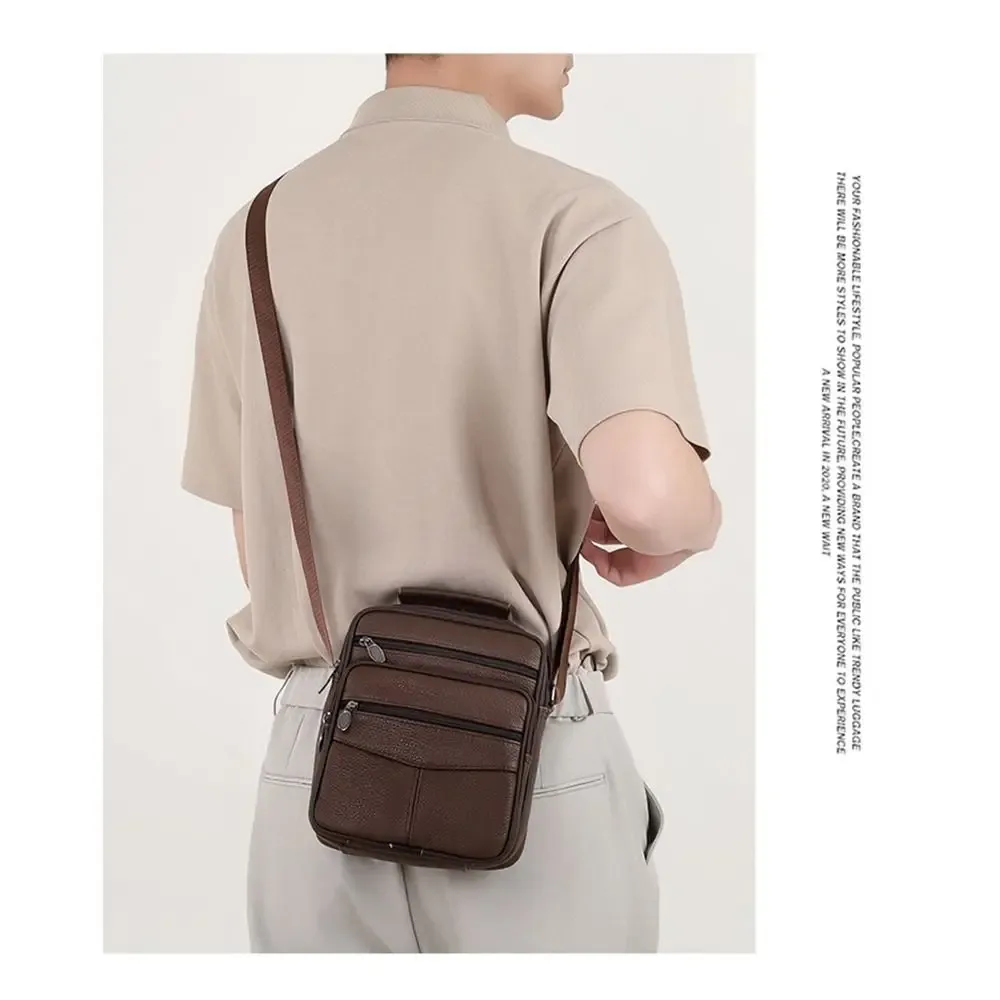 sac à main en cuir naturel pour homme, petite taille, compartiment pour tablette, sac à bandoulière en cuir véritable, style messager