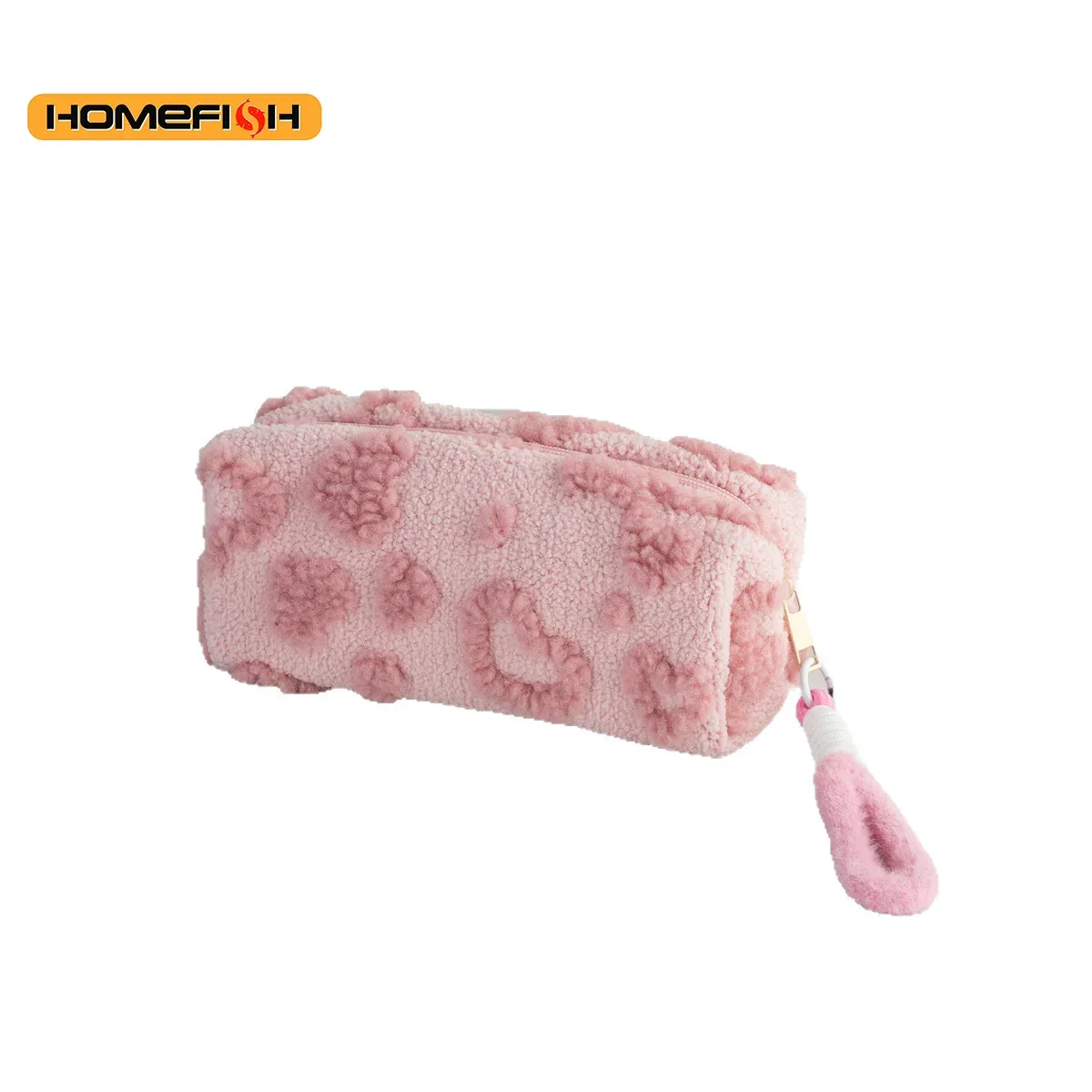 homefish trousse de maquillage avec poignée, sac de rangement cosmétique souple de voyage, organisateur portable imprimé cœur, trousse à crayons, pochette mignonne