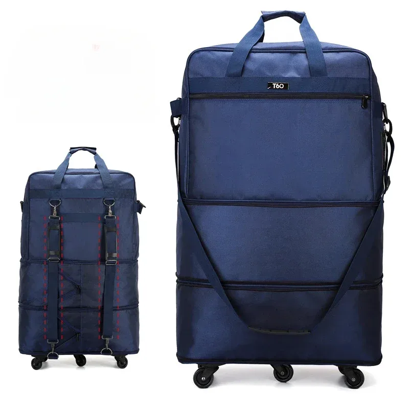 sac voyage sac voyage pu doux noir pliable roulettes poignée arrière fermeture éclair étanche capacité grande